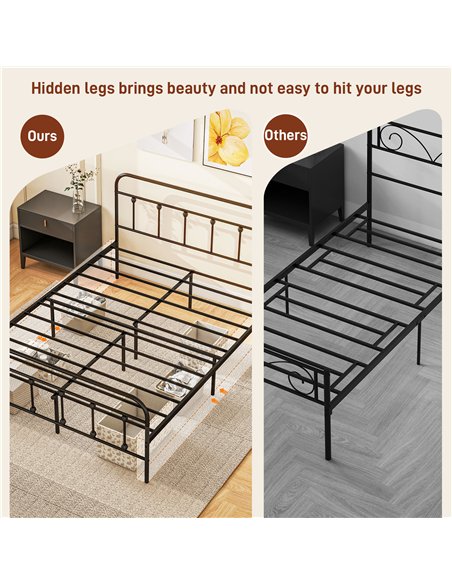 HOMCOM King Size Minimalistic Metal Bed Frame - Black