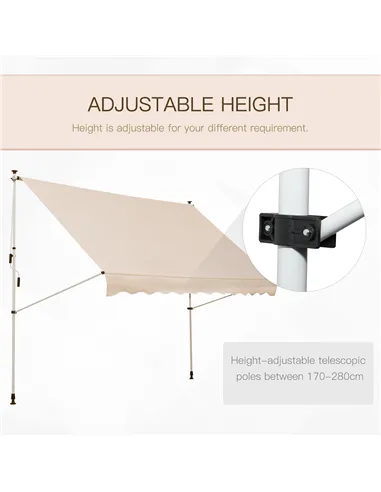 Outsunny 3x1.5m  Adjustable Outdoor Aluminium Frame Awning Beige