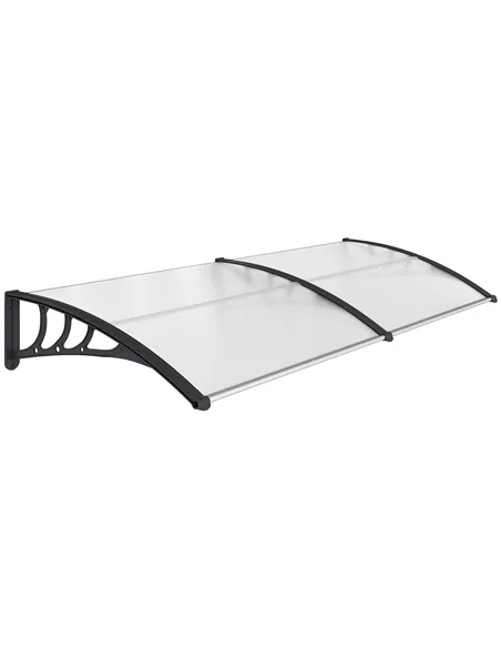 Outsunny Front Door Canopy Outdoor Awning Aluminium Rigid Plastic Polycarbonate Rain Shelter UV Water Rain Resistant 75 x 195 cm