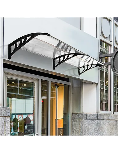 Outsunny Front Door Canopy Outdoor Awning Aluminium Rigid Plastic Polycarbonate Rain Shelter UV Water Rain Resistant 75 x 195 cm