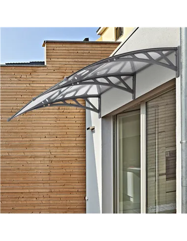 Outsunny Front Door Canopy Outdoor Awning Aluminium Rigid Plastic Polycarbonate Rain Shelter UV Water Rain Resistant 196 x 75cm 