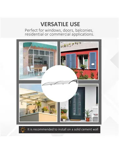 Outsunny Front Door Canopy Outdoor Awning Aluminium Rigid Plastic Polycarbonate Rain Shelter UV Water Rain Resistant 196 x 75cm 