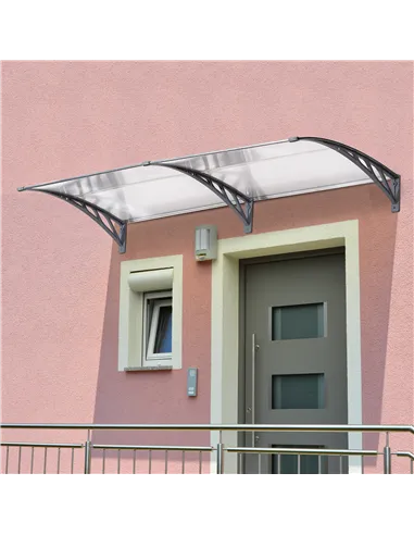 Outsunny Front Door Canopy Outdoor Awning Aluminium Rigid Plastic Polycarbonate Rain Shelter UV Water Rain Resistant 196 x 75cm 