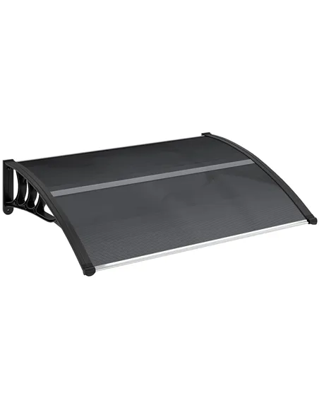 Outsunny Front Door Canopy Outdoor Awning Aluminium Rigid Plastic Polycarbonate Rain Shelter UV Water Rain Resistant 100 x 75cm 