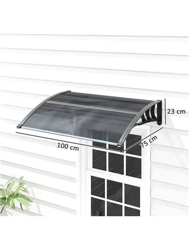 Outsunny Front Door Canopy Outdoor Awning Aluminium Rigid Plastic Polycarbonate Rain Shelter UV Water Rain Resistant 100 x 75cm 