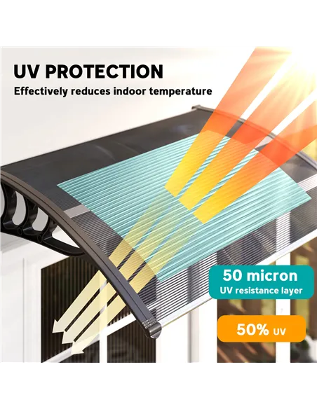 Outsunny Front Door Canopy Outdoor Awning Aluminium Rigid Plastic Polycarbonate Rain Shelter UV Water Rain Resistant 100 x 75cm 