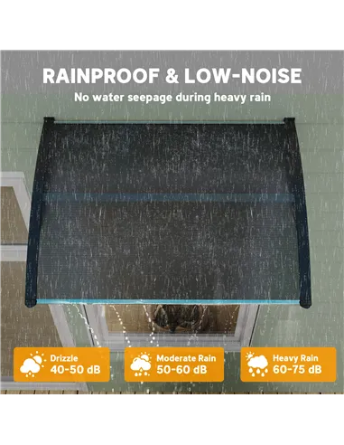Outsunny Front Door Canopy Outdoor Awning Aluminium Rigid Plastic Polycarbonate Rain Shelter UV Water Rain Resistant 100 x 75cm 