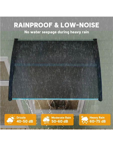 Outsunny Front Door Canopy Outdoor Awning Aluminium Rigid Plastic Polycarbonate Rain Shelter UV Water Rain Resistant 100 x 75cm 