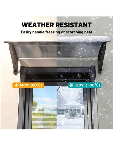 Outsunny Front Door Canopy Outdoor Awning Aluminium Rigid Plastic Polycarbonate Rain Shelter UV Water Rain Resistant 100 x 75cm 