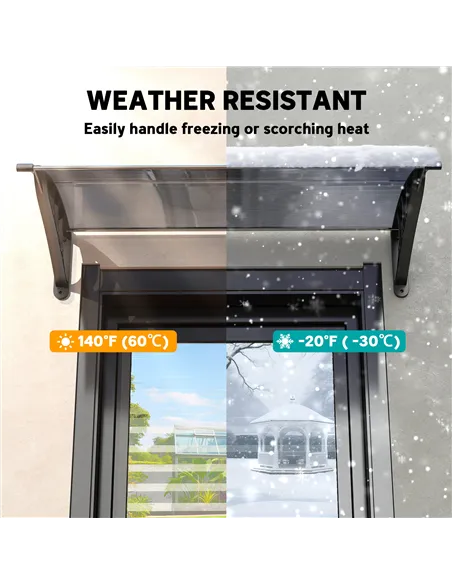Outsunny Front Door Canopy Outdoor Awning Aluminium Rigid Plastic Polycarbonate Rain Shelter UV Water Rain Resistant 100 x 75cm 