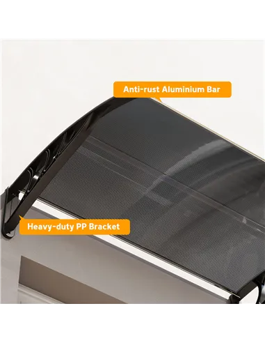Outsunny Front Door Canopy Outdoor Awning Aluminium Rigid Plastic Polycarbonate Rain Shelter UV Water Rain Resistant 100 x 75cm 