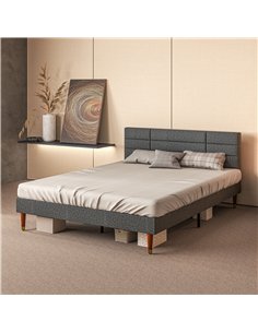 HOMCOM Upholstered King Bed Frame, with Slats - Grey 2