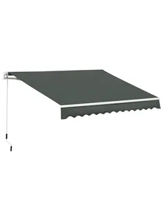 Outsunny 3.5M x 2.5M Manual Awning Canopy Retractable Sun Shade Shelter for Garden Patio