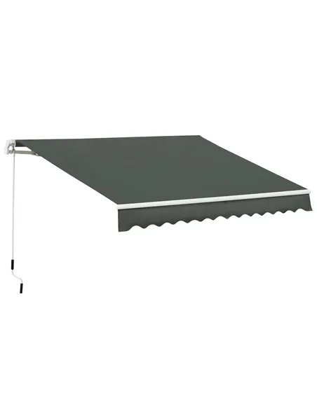 Outsunny 3.5M x 2.5M Manual Awning Canopy Retractable Sun Shade Shelter for Garden Patio