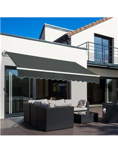 Outsunny 3.5M x 2.5M Manual Awning Canopy Retractable Sun Shade Shelter for Garden Patio 2