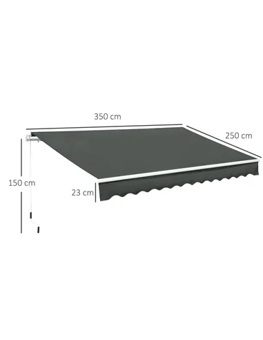 Outsunny 3.5M x 2.5M Manual Awning Canopy Retractable Sun Shade Shelter for Garden Patio