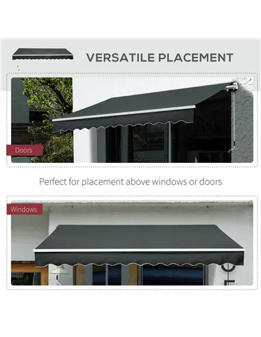 Outsunny 3.5M x 2.5M Manual Awning Canopy Retractable Sun Shade Shelter for Garden Patio