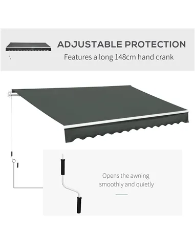 Outsunny 3.5M x 2.5M Manual Awning Canopy Retractable Sun Shade Shelter for Garden Patio