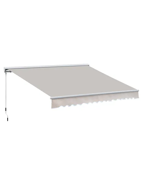 Outsunny 3.5Lx2.5M Retractable Manual/Electric Awning-Cream White/White