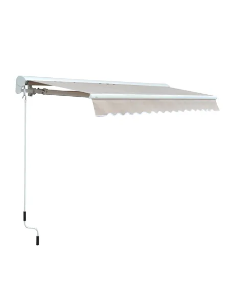 Outsunny 3.5Lx2.5M Retractable Manual/Electric Awning-Cream White/White