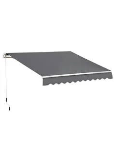 Outsunny 4x2.5m Manual Awning Window Door Sun Weather Shade w/ Handle Grey