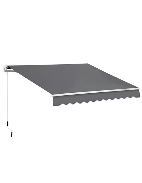 Outsunny 4x2.5m Manual Awning Window Door Sun Weather Shade w/ Handle Grey