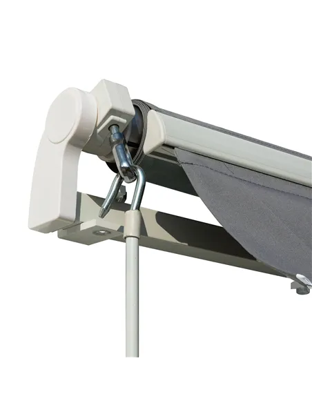 Outsunny 4x2.5m Manual Awning Window Door Sun Weather Shade w/ Handle Grey