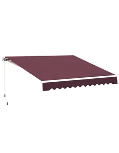 Outsunny Manual Retractable Awning, 3x2.5 m-Red