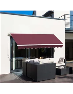 Outsunny Manual Retractable Awning, 3x2.5 m-Red 2