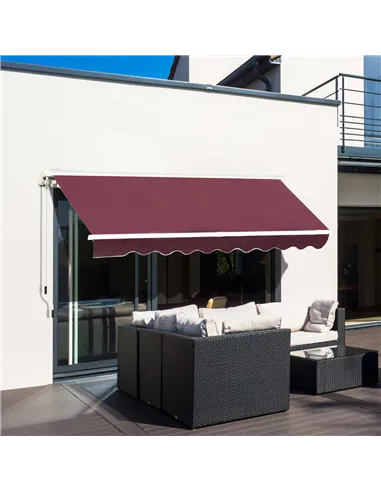 Outsunny Manual Retractable Awning, 3x2.5 m-Red