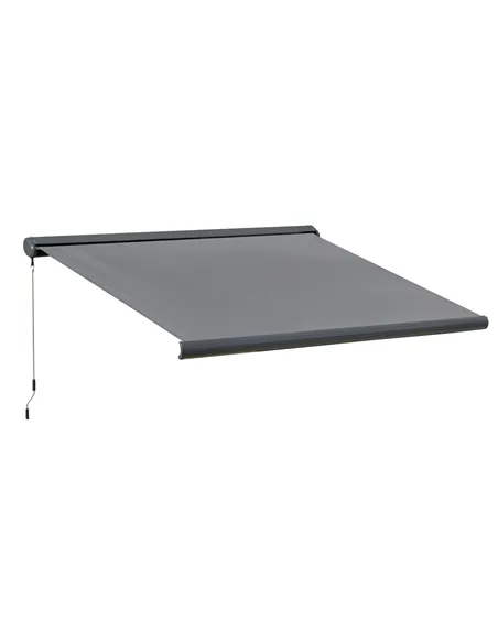 Outsunny Cassette Electric Manual Awning Door Window Retractable Canopy w/ R/C