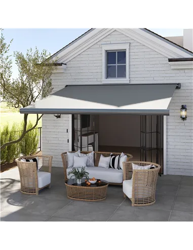 Outsunny Cassette Electric Manual Awning Door Window Retractable Canopy w/ R/C