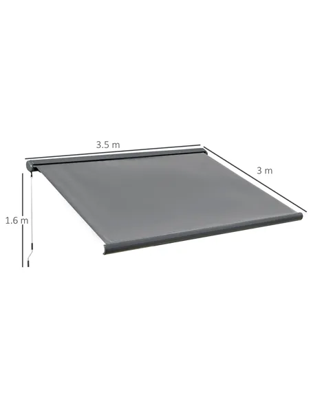 Outsunny Cassette Electric Manual Awning Door Window Retractable Canopy w/ R/C