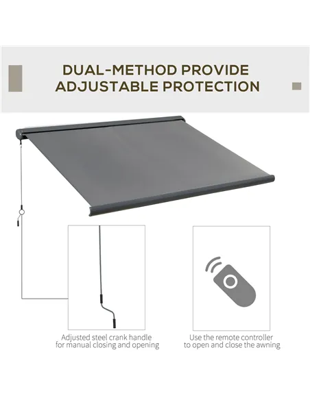Outsunny Cassette Electric Manual Awning Door Window Retractable Canopy w/ R/C
