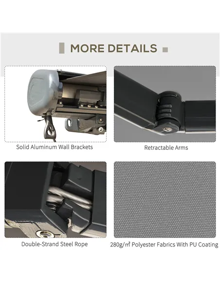 Outsunny Cassette Electric Manual Awning Door Window Retractable Canopy w/ R/C