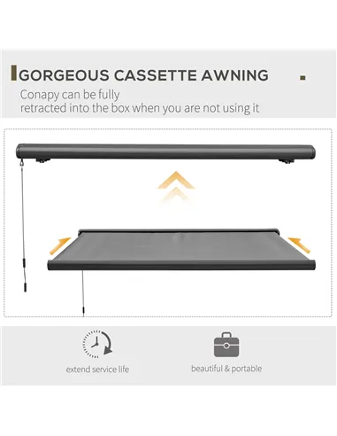 Outsunny Cassette Electric Manual Awning Door Window Retractable Canopy w/ R/C
