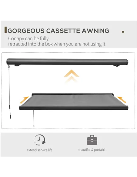 Outsunny Cassette Electric Manual Awning Door Window Retractable Canopy w/ R/C