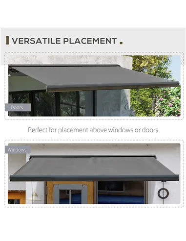 Outsunny Cassette Electric Manual Awning Door Window Retractable Canopy w/ R/C