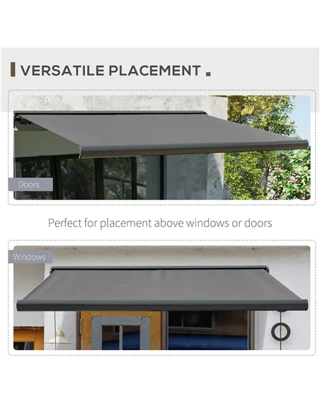 Outsunny Cassette Electric Manual Awning Door Window Retractable Canopy w/ R/C
