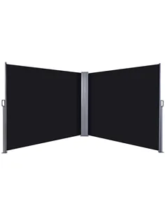 Outsunny 600 x 180 cm (HxL) Retractable Awning Double Canopy Side Privacy Protection Sun Shade Side Blind w/ Steel Frame Versati