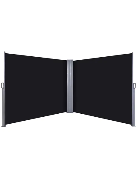 Outsunny 600 x 180 cm (HxL) Retractable Awning Double Canopy Side Privacy Protection Sun Shade Side Blind w/ Steel Frame Versati