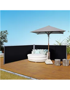 Outsunny 600 x 180 cm (HxL) Retractable Awning Double Canopy Side Privacy Protection Sun Shade Side Blind w/ Steel Frame Versati 2