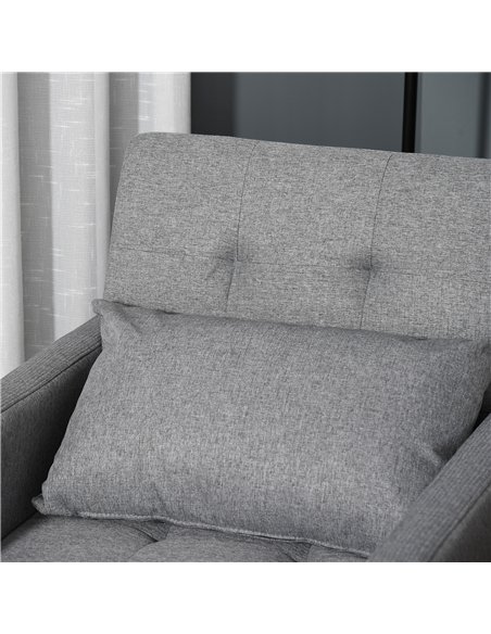 HOMCOM 3-In-1 Chair Bed, Convertible Sleeper Chair with Adjustable Backrest, Pillow and Footrest for Living Room, Grey