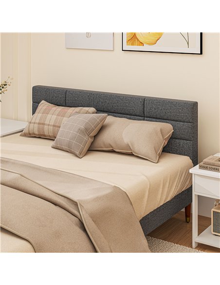 HOMCOM Upholstered King Bed Frame, with Slats - Grey