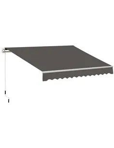 Outsunny Awning Canopy Manual Retractable Porch Sun Shade Shelter 3 x 2m Grey