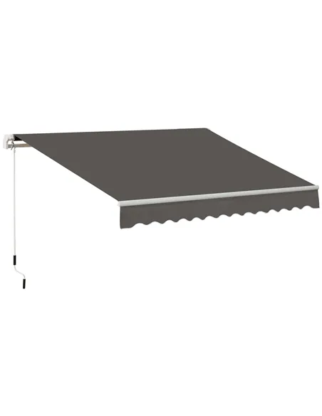 Outsunny Awning Canopy Manual Retractable Porch Sun Shade Shelter 3 x 2m Grey