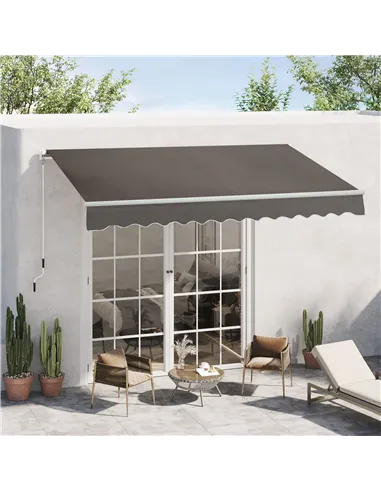 Outsunny Awning Canopy Manual Retractable Porch Sun Shade Shelter 3 x 2m Grey