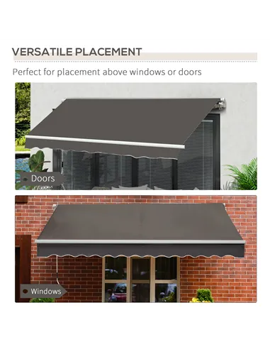 Outsunny Awning Canopy Manual Retractable Porch Sun Shade Shelter 3 x 2m Grey