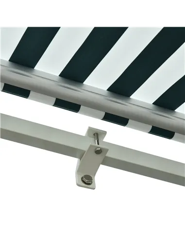 Outsunny 3 x 2.5m Patio Awning, Anti-UV and Waterproof Sun Shade Canopy with Chain Drive and Hand Crank, Green/White Stripes