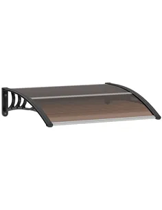 Outsunny Front Door Canopy Outdoor Awning Aluminium Rigid Plastic Polycarbonate Rain Shelter UV Water Rain Resistant 120 x 75cm 